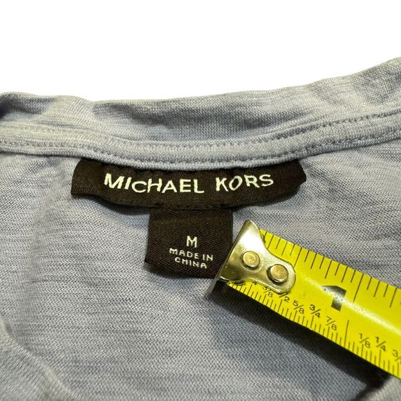Michael Kors Shirt Medium Purple Embroidered Logo Short Sleeve Mens - Picture 3 of 8